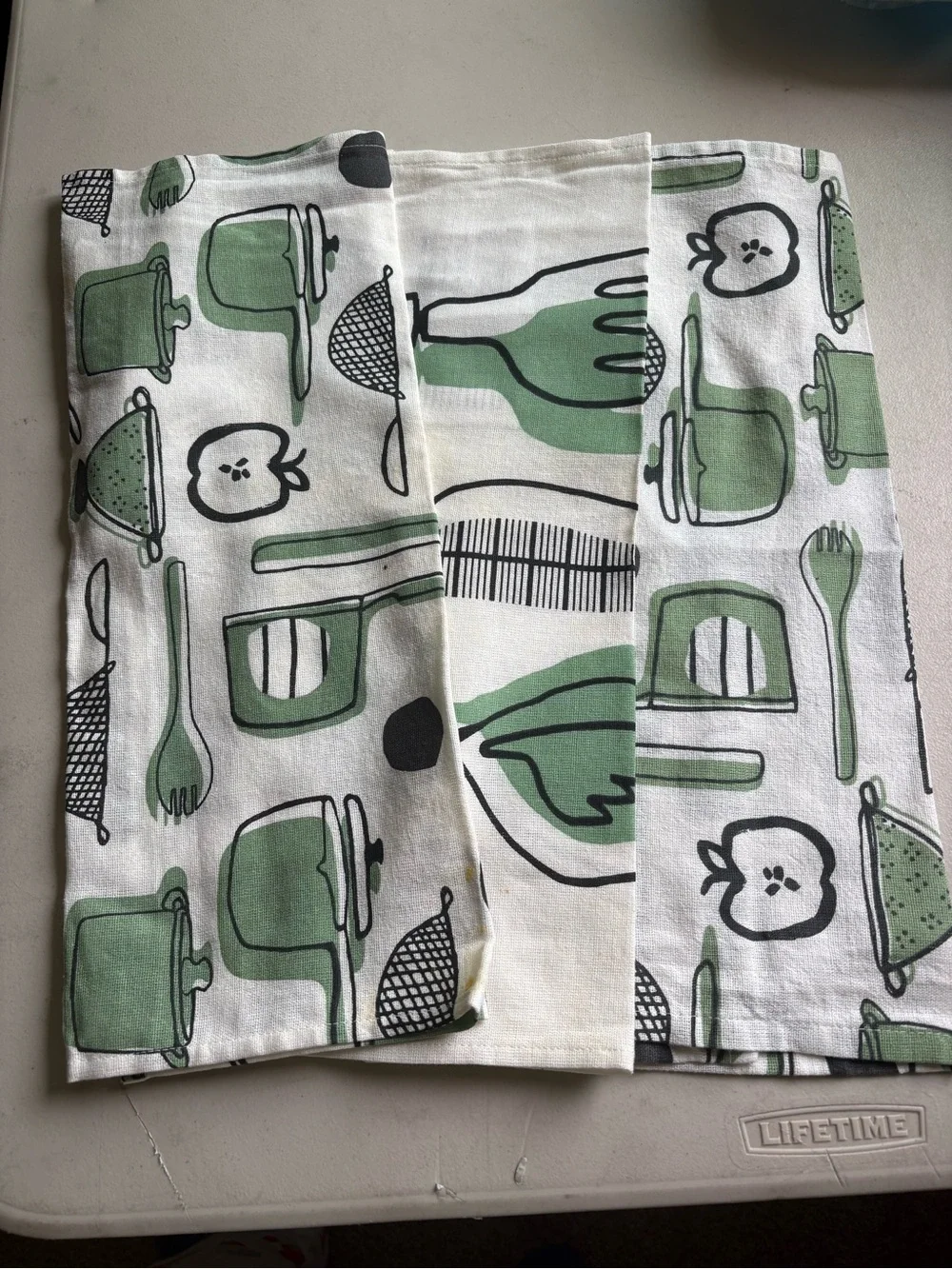 IKEA Green Kitchen Utensil Print Tea Towels - Set of 3